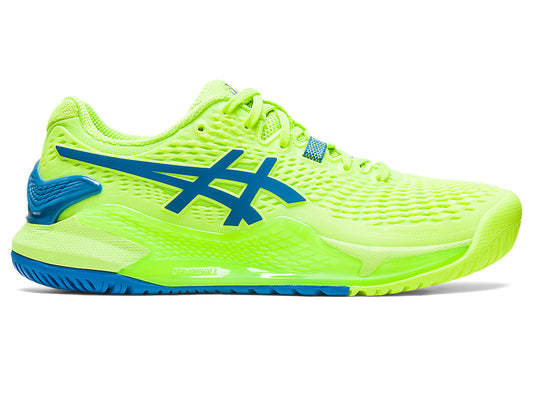 Women's Asics Gel-Resolution 9, Hazard Green/Reborn Blue, 10 B Medium