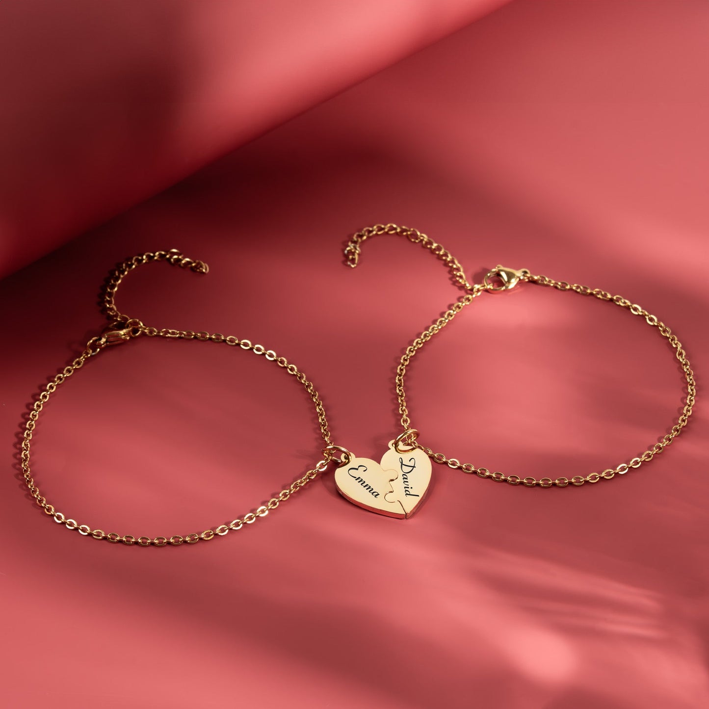 Engraved Names - Personalized Heart Puzzle Bracelet