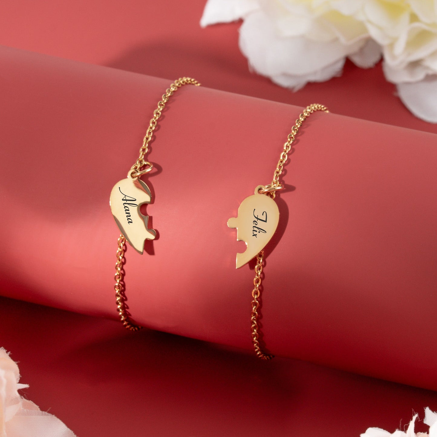 Engraved Names - Personalized Heart Puzzle Bracelet