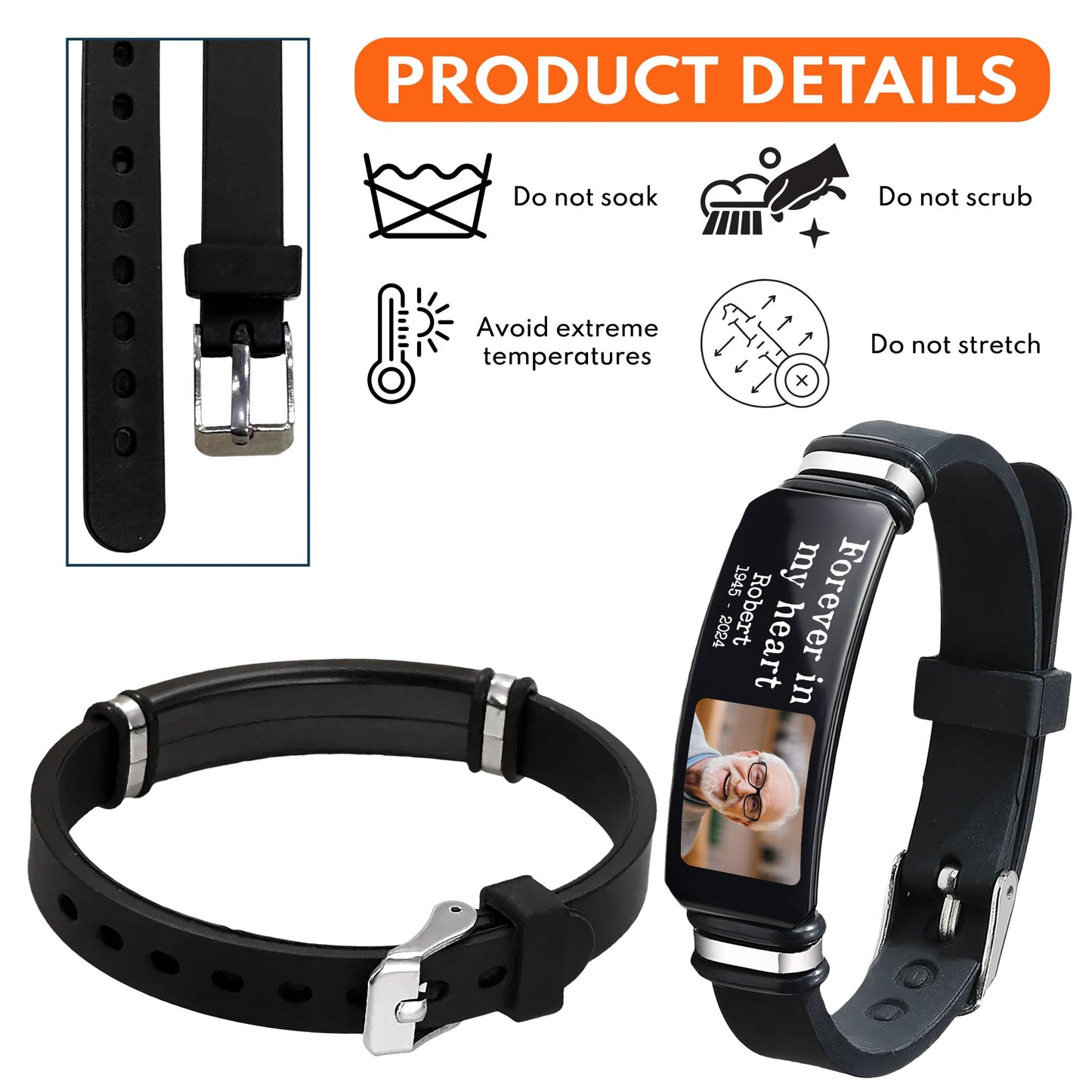 Forever In My Heart Memorial Gift For Loss Sympathy Gift - Personalized Photo Bracelet