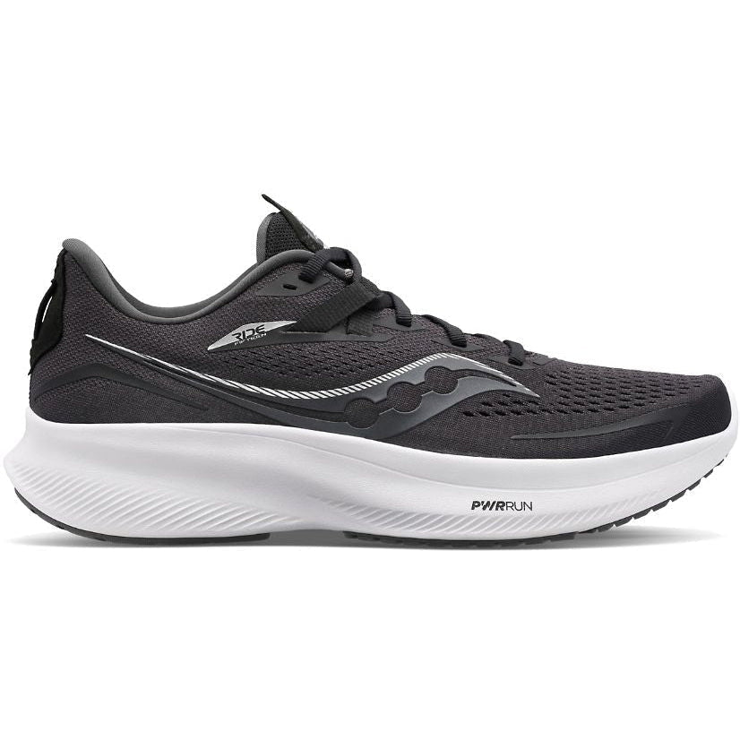 Men's Saucony Ride 15, Black/White, 11.5 2E Wide