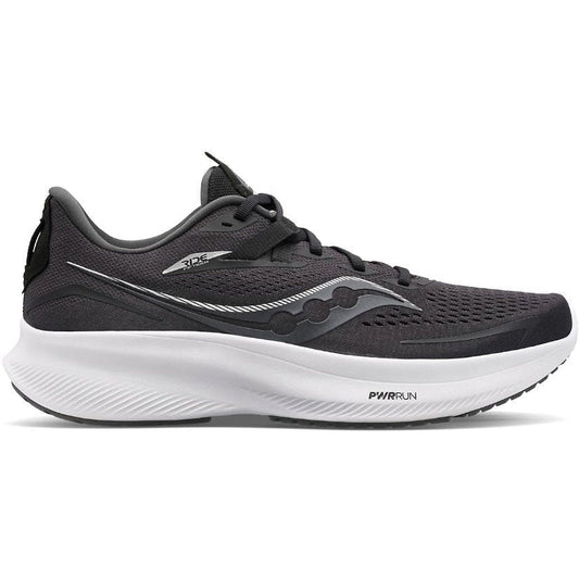 Men's Saucony Ride 15, Black/White, 12 2E Wide