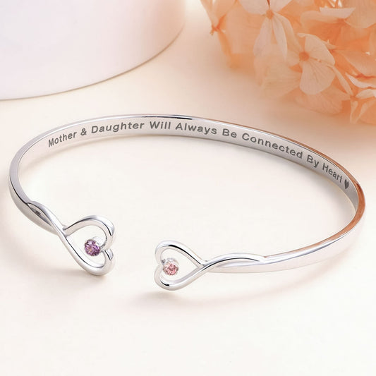 Mother And Daughter Will Always Be Connected By Heart - Personalized Heart Bracelet