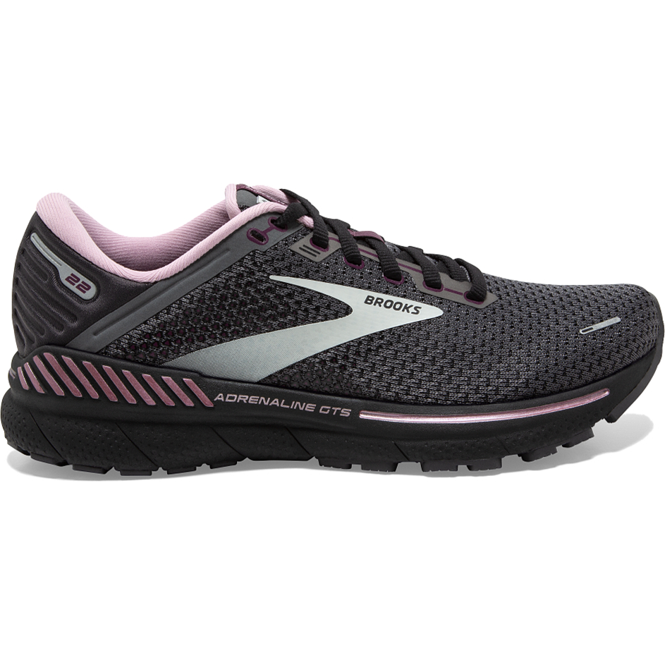 Women's Brooks Adrenaline GTS 22, Pearl/Black/Metallic, 7.5 D Wide