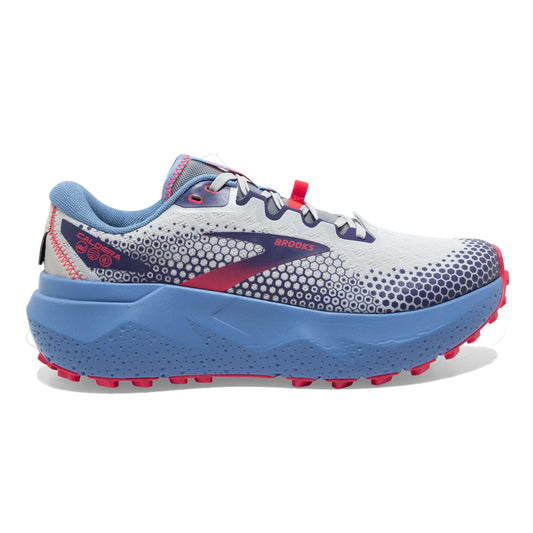 Women's Brooks Caldera 6, Oyster/Blissful Blue/Pink, 6.5 B Medium
