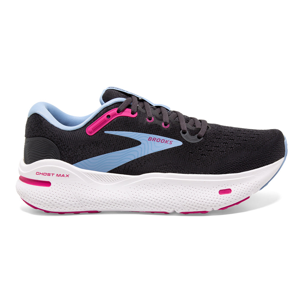 Women's Brooks Ghost Max, Ebony/Open Air/Lilac Rose, 6 D Wide